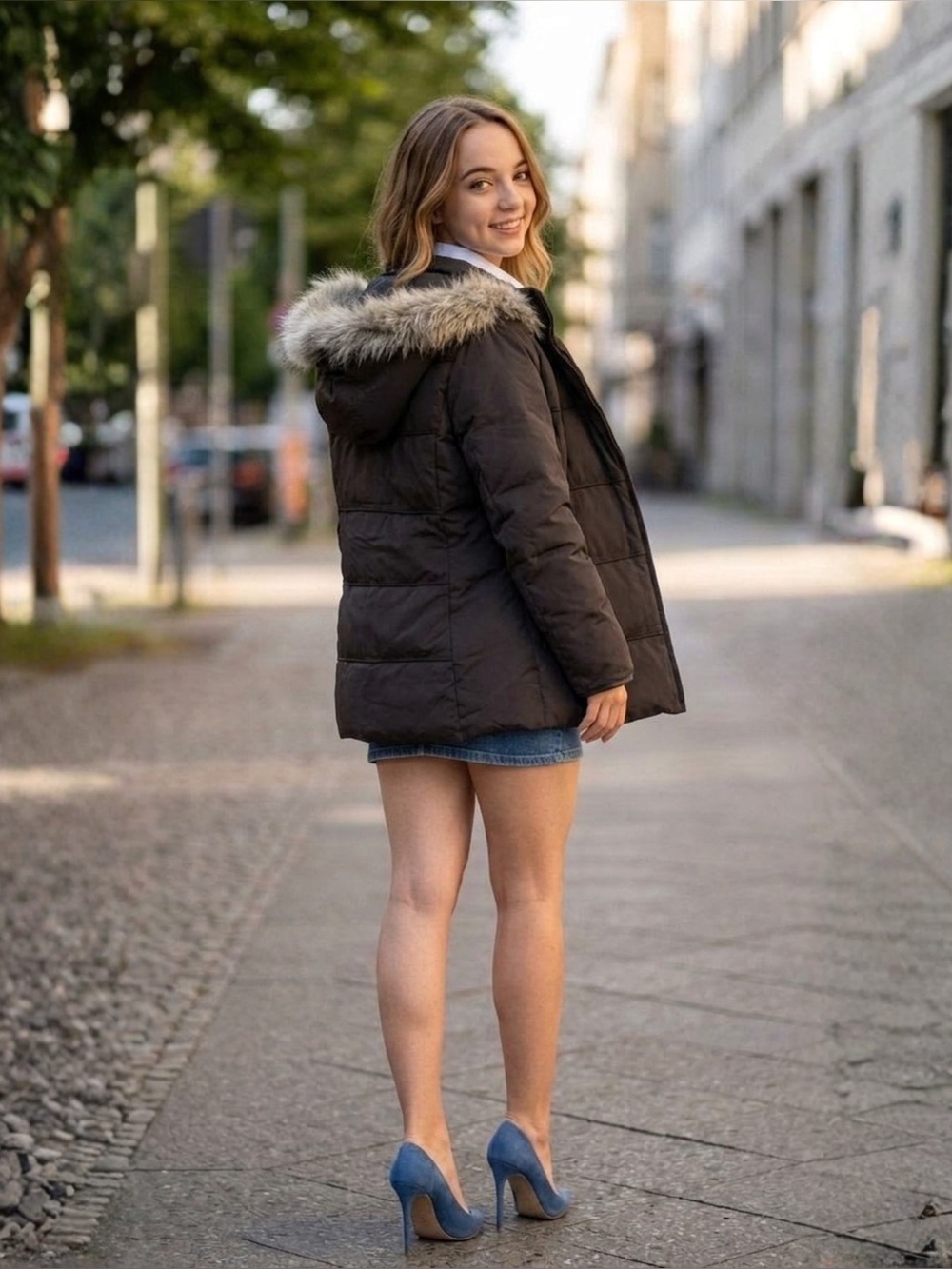 Via Spiga Red - Down Puffer Removable Coyote Fur Trim Hood Brown Sz S LIKE NEW